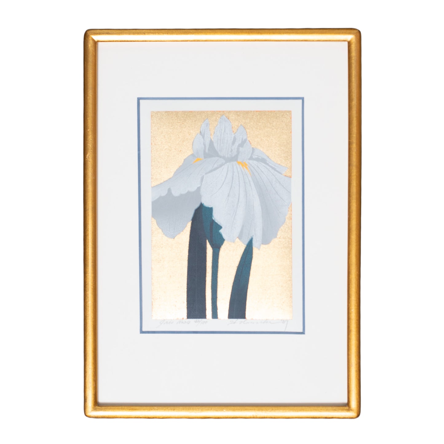 Namiki Hajime White Iris Woodcut