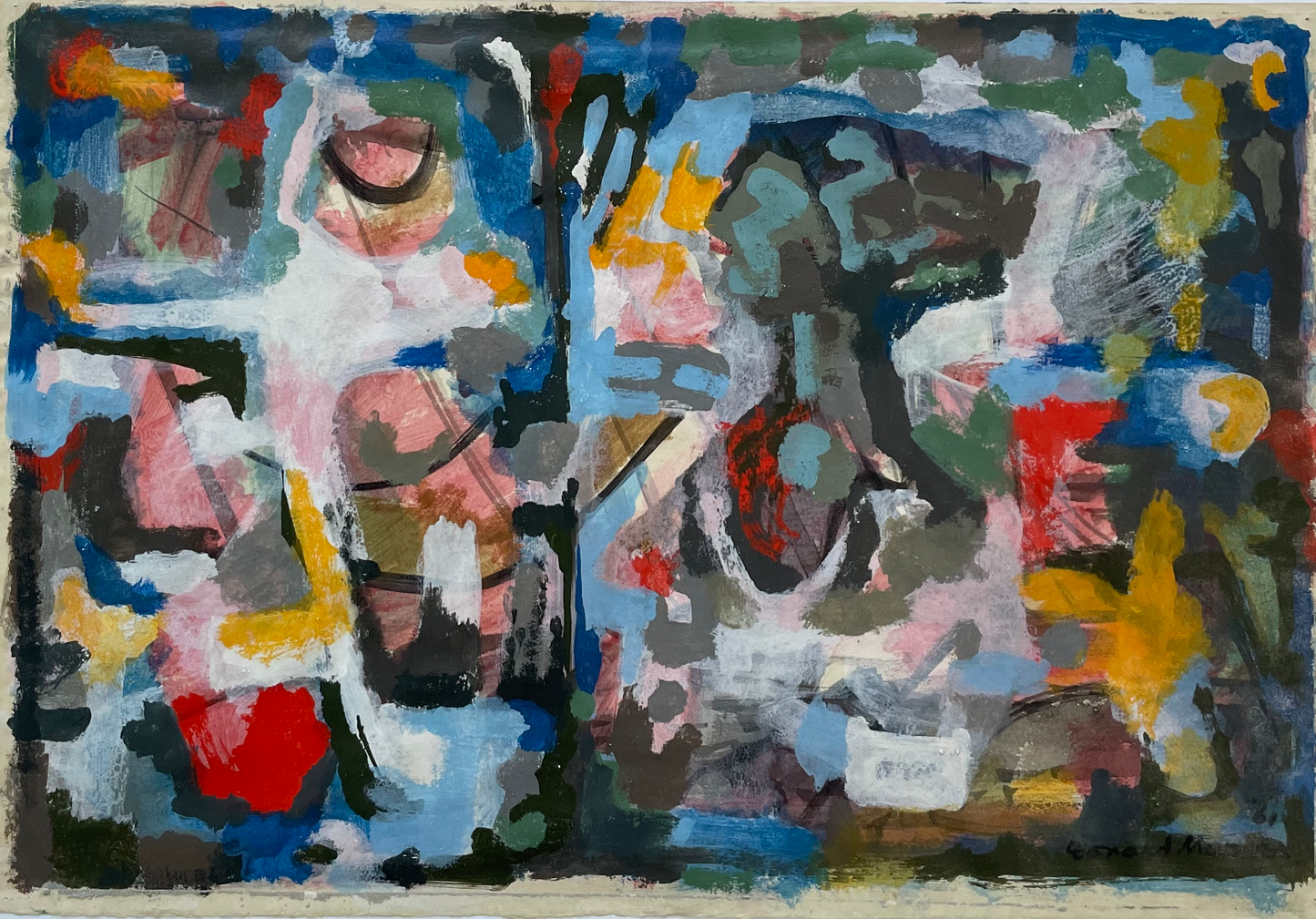Leonard Maurer "Museum Case #16" 1961 Tempera on Paper