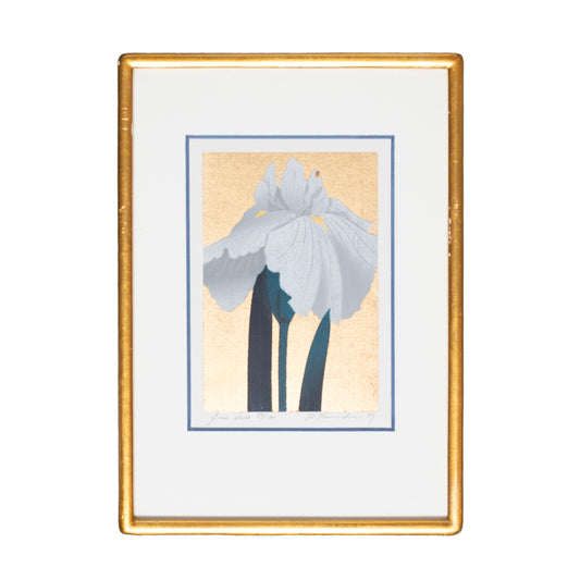 Namiki Hajime White Iris Woodcut