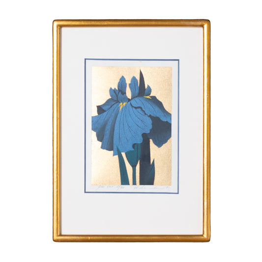 Namiki Hajime Blue Iris Woodcut Print