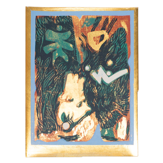 Leonard Maurer "Gold Messages" Woodcut